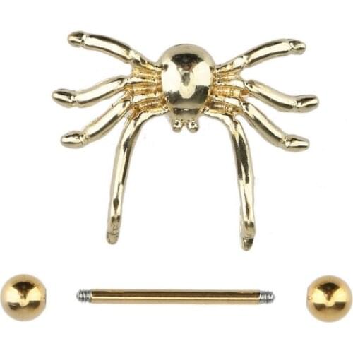 Fantastic Cute Spider Nipple Rings Body Jewelry Nipple Piercing Glod Plated Barbell Industrial Helix Piercing Earrings