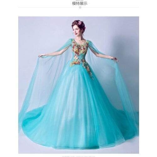 Dream blue cosplay cloak ball gown medieval dress ball gown siss princess Gown queen Cosplay Victorian Belle ball
