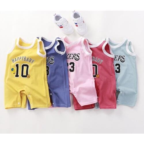 Newborn Baby Jumpsuits Summer Toddler Kids Boys Girls Sleeveless Sports Romper For Infant Casual One-piece Costume