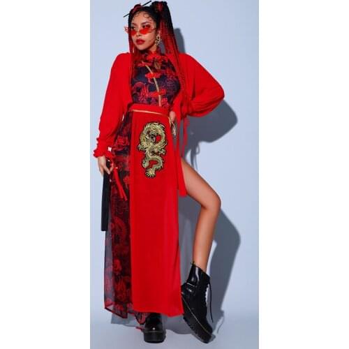 Cheerleader Costume For Women Designer Clothes Chinese Style Dancer Outfit Jazz Dance Wear Stage Costume DJ DS Clothing DL7205