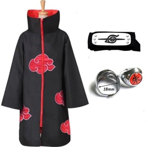 Ninja Costume Akazuki Cloak Cosplay Uchiha Sasuke Sasuke Cloak Ring Kunai Cosplay Halloween Costume