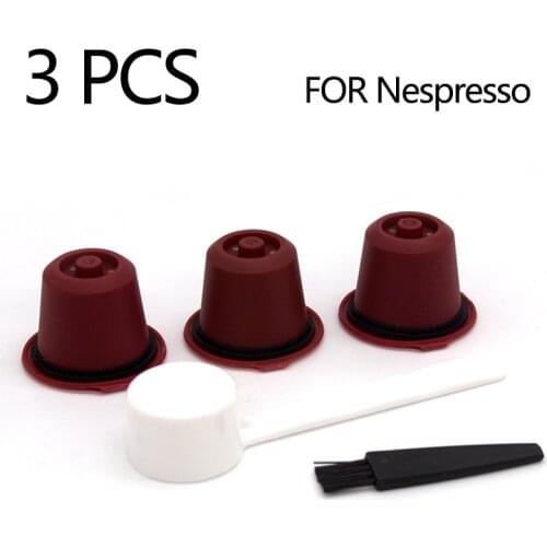 3 PCS Refillable Reusable Nespresso Coffee Capsule Cup With Spoon Brush Black Refillable Coffee Capsule Refilling Filter Coffee
