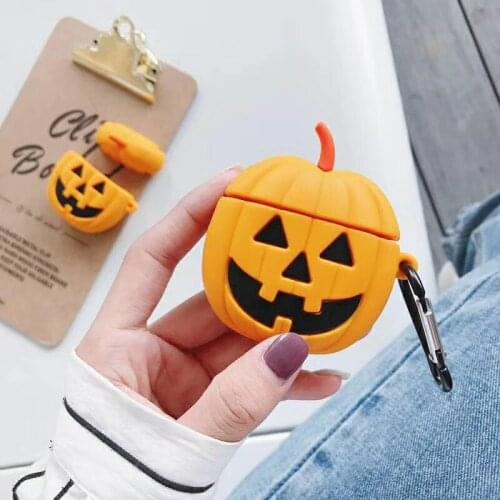 3D Cute Halloween Pumpkin Earphone Case For Apple AirPods 1 2 Soft Silicone Wireless Bluetooth Headphone Protection AirPod Cover