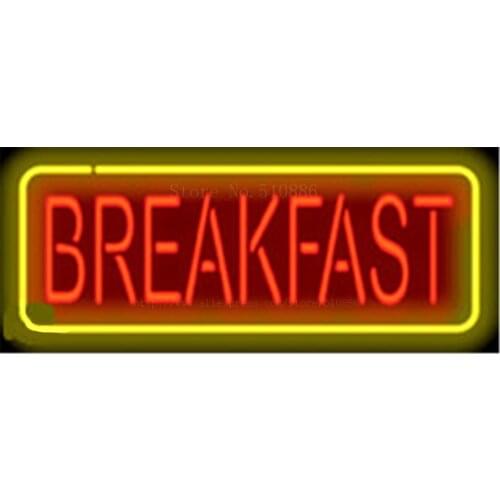 Custom Breakfast Coffee Neon Sign Real Glass Tube Light Lamp Wall Mountabl Decorative Decor Bar Beer BULBS Shop Signs 17"x14"