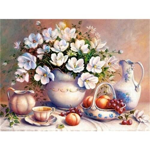 Fruit Flower Art DIY Embroidery 11CT Cross Stitch Kits Craft Needlework Set Printed Canvas Cotton Thread Home Sell