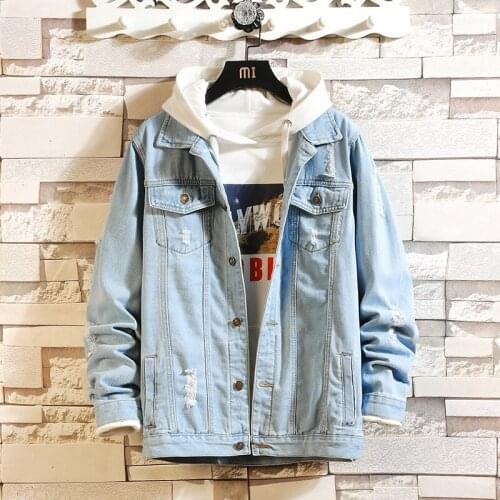 Spring and Autumns New Style Mens Slim Fiit Denim Jacket Turn-down Collar Single Breasted Coat