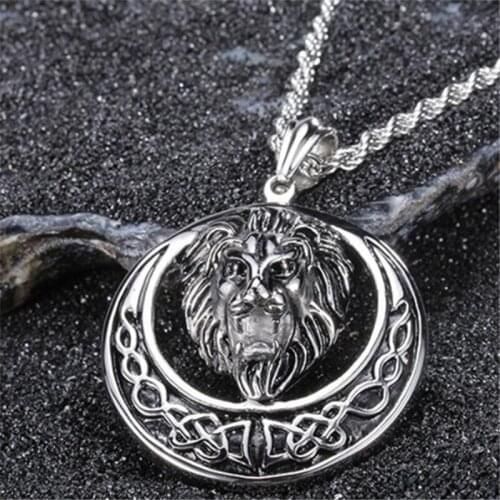 New Titanium Steel Necklace Alternative Fashion Sun Lion Head Cool Stainless Steel Mens Pendant Hot Selling
