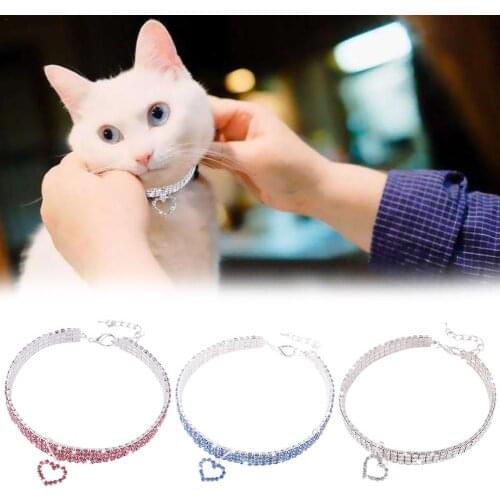 Pet Collar Cat Dog Necklace Cute Fashion For Small Dog Girl Wakeu Rhinestone Bling Collars With Bone Pendant Pet Necklace