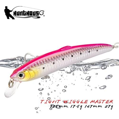 Hunthouse Fishing Lure Minnow Sea Fishing Lures Hard Bait 12.5cm/17.5g 14.7cm/27g Solid Body Hook 8 Colors For Sea Pike Bass