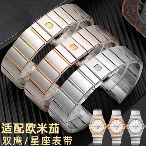 For Omega Constellation Double E Series Stainless Steel Belt Watch Band 17 23 25mm