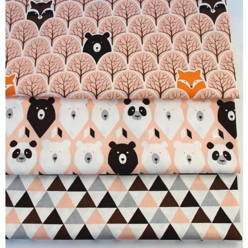 DIY 1pc/lots Coffee Animal Pattern Twill Embroidered Table cloth Fabric Bundle Sewing Quilt fabric Crafts for handmade