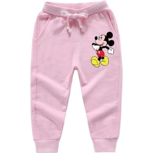 Autumn Winter New Cartoon Disney Mickey Mouse Print Baby Boy Pants Casual Kids Trousers Cotton Toddler Girl Leggings