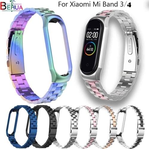 Mi Band 4 Replacement Metal Strap Wrist Strap Stainless Steel Bracelet Wristbands MiBand 3 strap for Xiaomi mi band 4+Metal Case