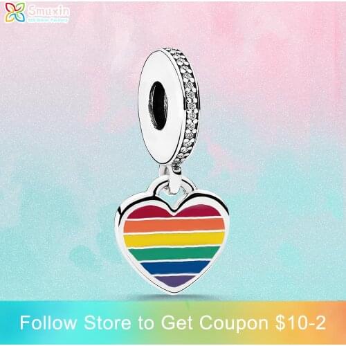 Smuxin 925 Sterling Silver Charm Pride Dangle Charm fit Original Pandora Bracelets for Women Jewelry Making Girl DIY Jewelry