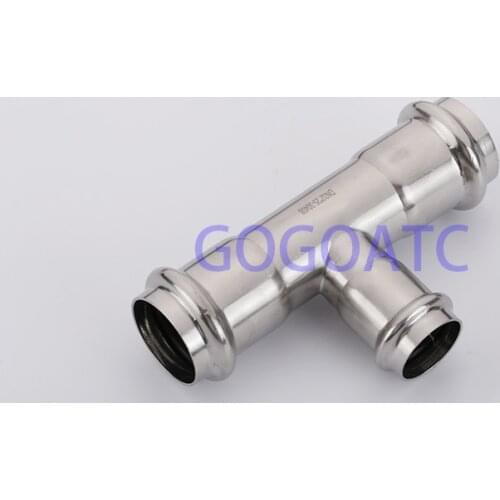Ferrule connection water joint DN15/20/25/32/40/50 press tee reducing T type stainless steel 304 sanitary pipe sanitary fittings