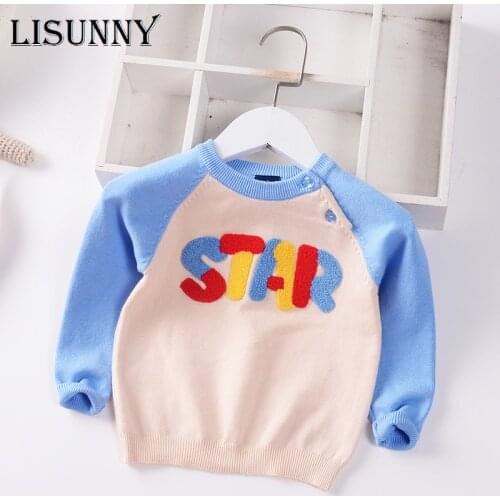 Boys Sweater Children Knitted Pullover Letter Cartoon O-neck Clothes 2021 Autumn New Child Cotton Striped Infant Baby Sweaters