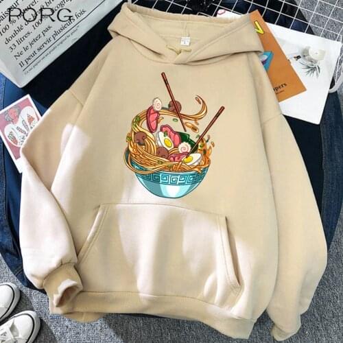 Anime Ramen Hoodie Fashion Print Pullover Tops Long Sleeve Streetwear