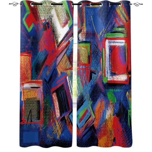 Graffiti Watercolor Painting Wall Window Curtain Kids Home Decor Accessories Living Room Bedroom Kitchen Children Curtain