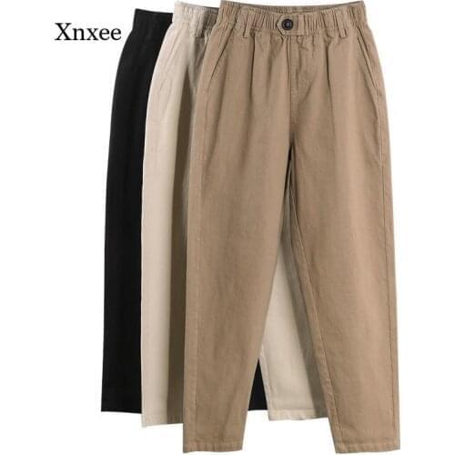 2021 New Spring Harem Pants Women Clothing Straight Overalls Casual Korean Elastic Waist Winter Buckle Cargo Women Trousers