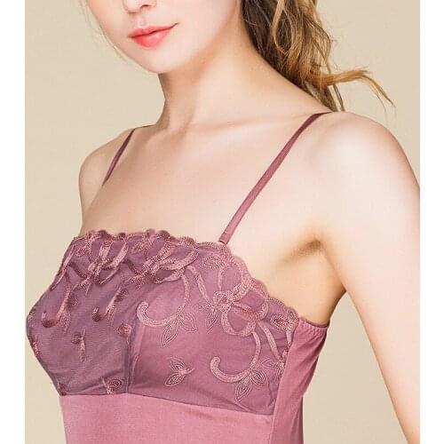 Women 100% Real Silk Intimates Tube Tops Silk Knitted Sling Anti-exposition Female Mesh Underwear 2551