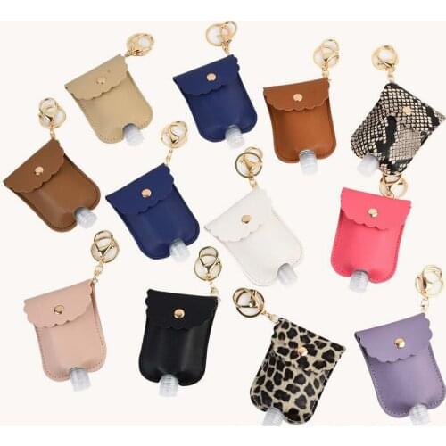 ZWPON 30ml Leopard Leather Sanitizer Holder Keychain Portable Squeeze Bottle Empty Leakproof Hand Sanitizer Keychain Holder Clip