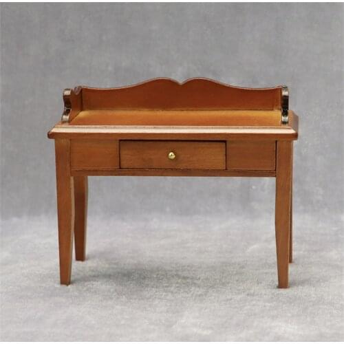 1/12 Doll House Handmade Shabby Vintage Retro Wood Table Study Desk Modern Furniture Model Life Scene Accessory Toys