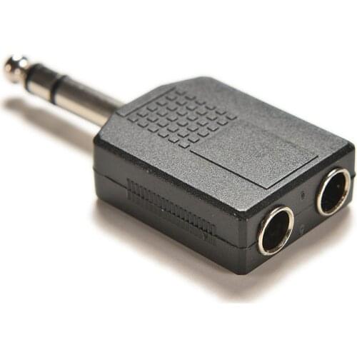 1/4" Stereo Audio Jack Plug Adapter Single Male to Female 6.35mm Dual Mono Stereo Jack Headphone Microphone Y Splitter Converter