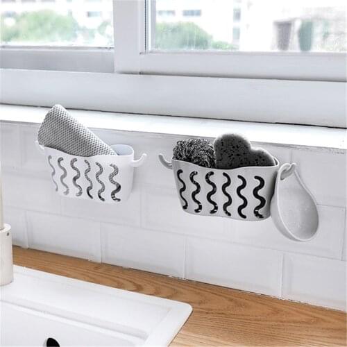 1PC Kitchen Shelves Multifunctional Suction Cup Closet Storage Box Hanging Sponge Rack Dish Cloth Storage Rack Kitchen Supplies