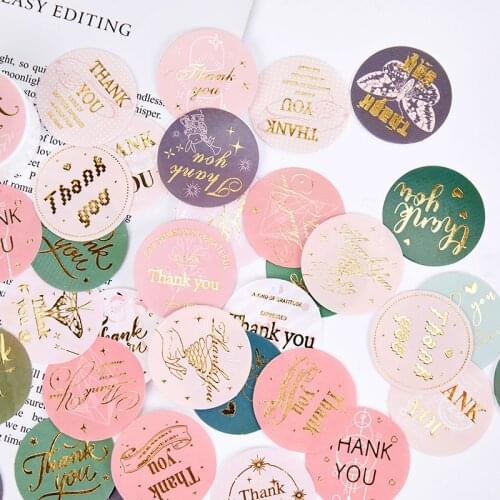 46Pcs/lot"THANK you"sticker for envelope sealing labels sticker black pink transparent gold sticker stationery supply
