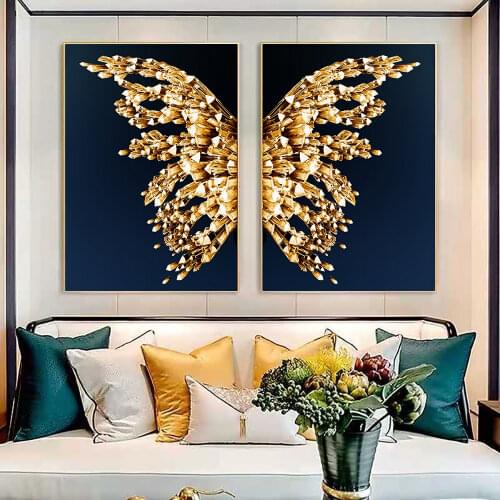 5D Diy Diamond Painting Gold Butterfly Full Square/Round Mosaic Cross Stitch Living Room Dining Room Bedroom Wall Decoration