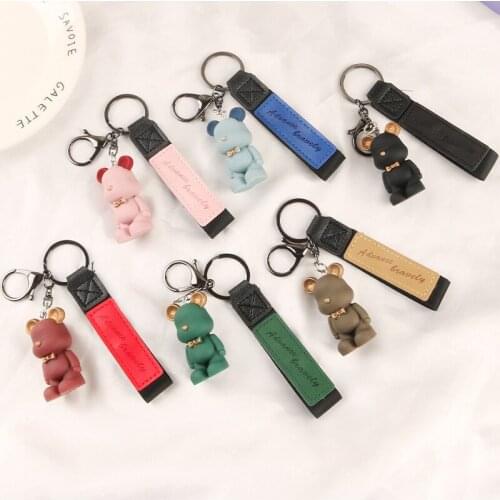 Handmade Cartoon Bear Doll Keychain Cute Bag Charm Key Holder Key Chain Jewelry for Women Couple Kids Toys Gift
