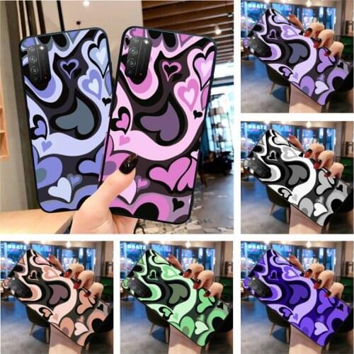 Colorful Purple Heart Swirl Pattern Phone Case for Huawei Honor 30 20 10 9 8 8x 8c v30 Lite view 7A pro