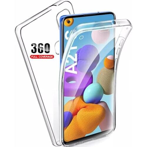 A21S Case For Samsung Galaxy A21S SM-A217F 360 Clear Double Cases For Samsung A21S TPU + Back PC Shockproof Silicone Full Cover