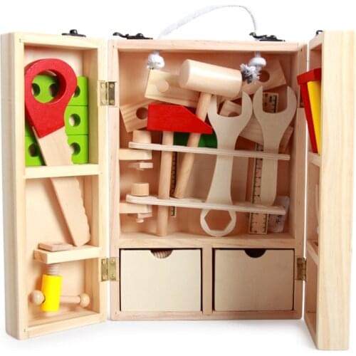 Wooden simulation toolbox set combination of childrens puzzle house disassembly and assembly of portable multi-functional toys