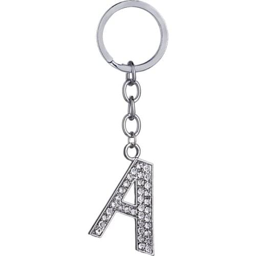 Crystal keychains Uppercase letters of the alphabet charm pendant key ring the one statement key holder fashion car key finder