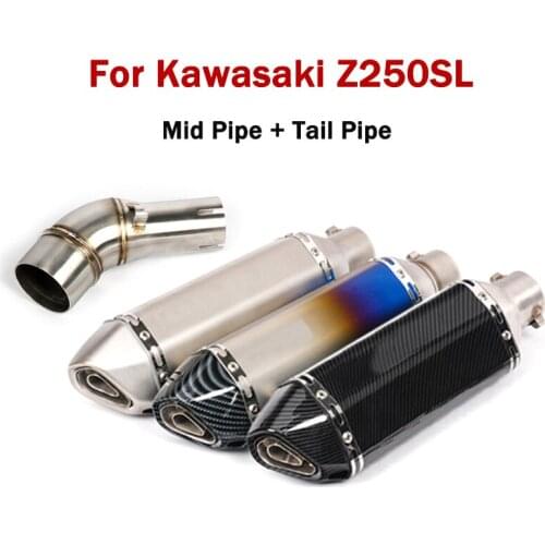 For Kawasaki Z250SL Motorcycle 370mm Exhaust Pipe Muffler With DB Killer Slip On Connect Middle Tube Link Section Modified