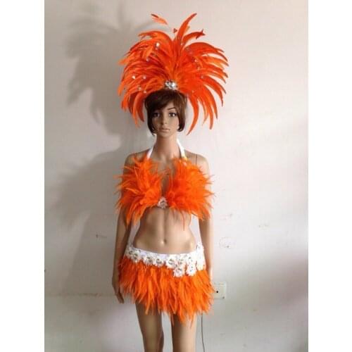 Headdress flower carnival party Feather headdress flower Stage performance Feather clothing