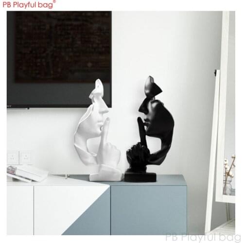 Playful bag Silence is gold Nordic crafts Room statue ornaments desktop living room office creative decoration Resin figure HF85