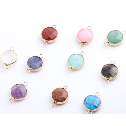 Beadsland round two hole colourful nature stone pendant making DIY necklace earring delicate accessory friends gift