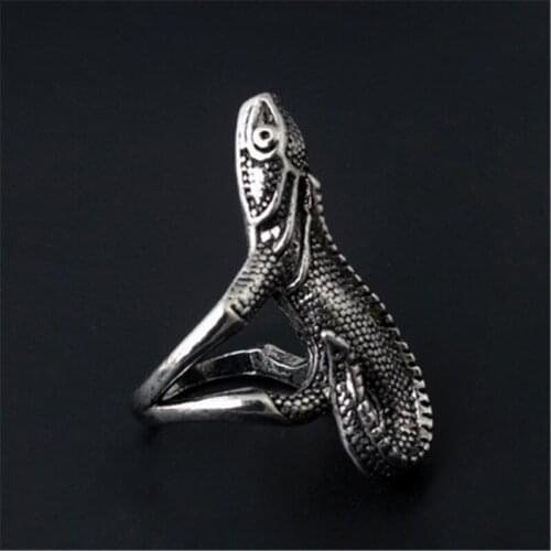 Cool Lizard Rings For Men punk Biker jewelry Wholesale 3D Animal Rings Punk Rock Style Geckos Men Ring