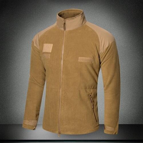 Outdoor Sport Hiking Fishing Windproof Thermal Fleece Liner Coat Men Soft Thick Warm Stand Collar US Combat Tactical Jacket Tops