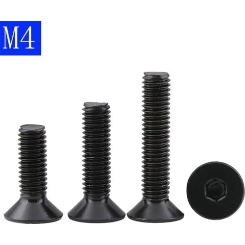 M4 - 0.7 4mm Black 304 Stainless Steel Flat Head Socket Caps Screws DIN 7991 Allen ISO 10642