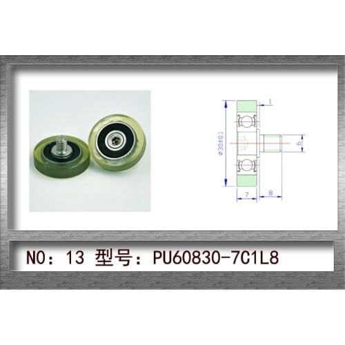 M6X8 Screw Polyurethane Enclosure 608Z Bearing Roller Diameter 30mm Thickness 7mm 10pcs/lot