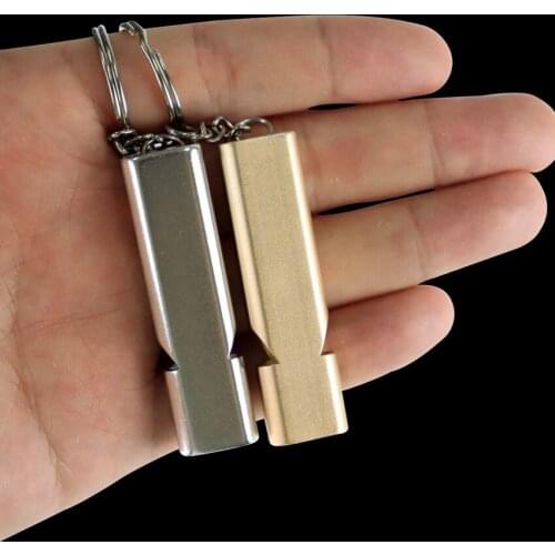 Multifunction Outdoors High Decibel Portable Keychain Whistle Aluminum alloy Double tubes Emergency Survival Whistle Tools Women