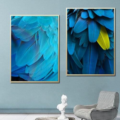 Fashion Yellow Blue Feather Encourages Dreams Believe Canvas Print Painting Poster Art Wall Pictures for Living Room Home Décor