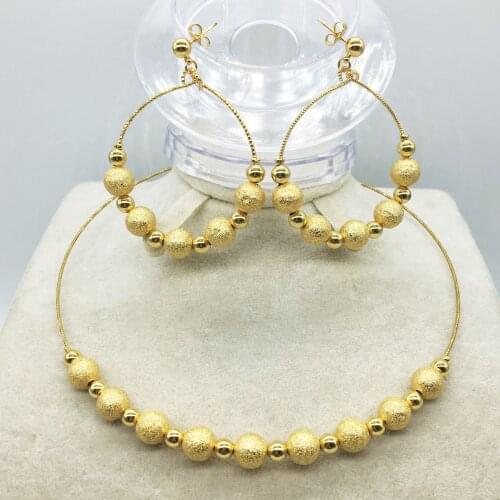 Fashion Dubai gold jewelry set African bridal wedding gift for women Saudi Arabia Necklace Earrings collar jewelry