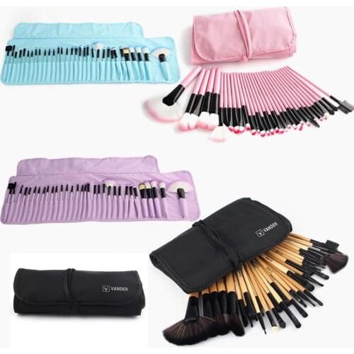 VANDER 32pc Makeup Brushes Set Pro Cosmetic Brush Eyebrow Foundation Shadows Eyeliner Lip Kabuki Make Up Tools Kits & Pouch Bag