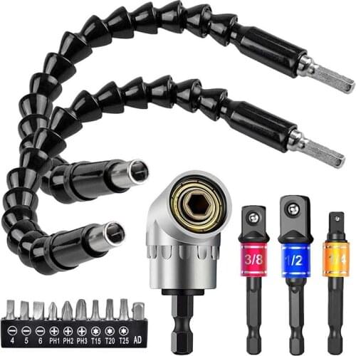 New Flexible Drill Extension Hex Shank Drill Nut Driver Bit Set, 3Pcs Universal Socket Adapter Set, Screwdriver Bit Set