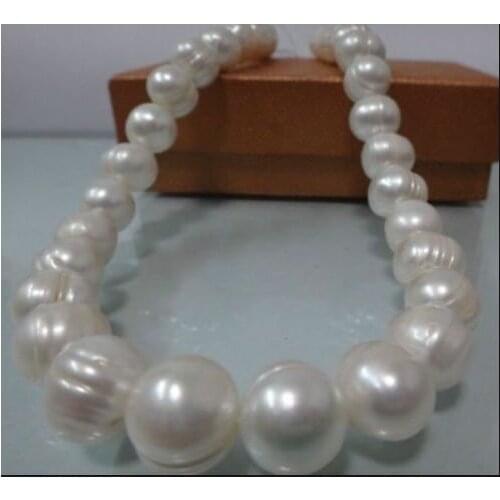 RARE AAA+ 13-14MM SOUTH SEA GENUINE WHITE BAROQUE PEARL NECKLACE