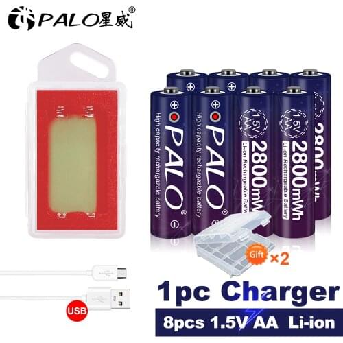 Palo stable volatge 1.5v aa rechargeable battery 2800mWh li-ion lithium battery aa 1.5v